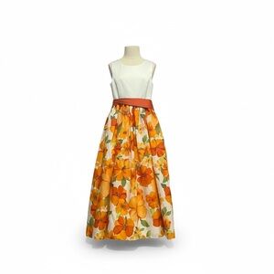 David's Bridal Floral Orange and White Child's Dress